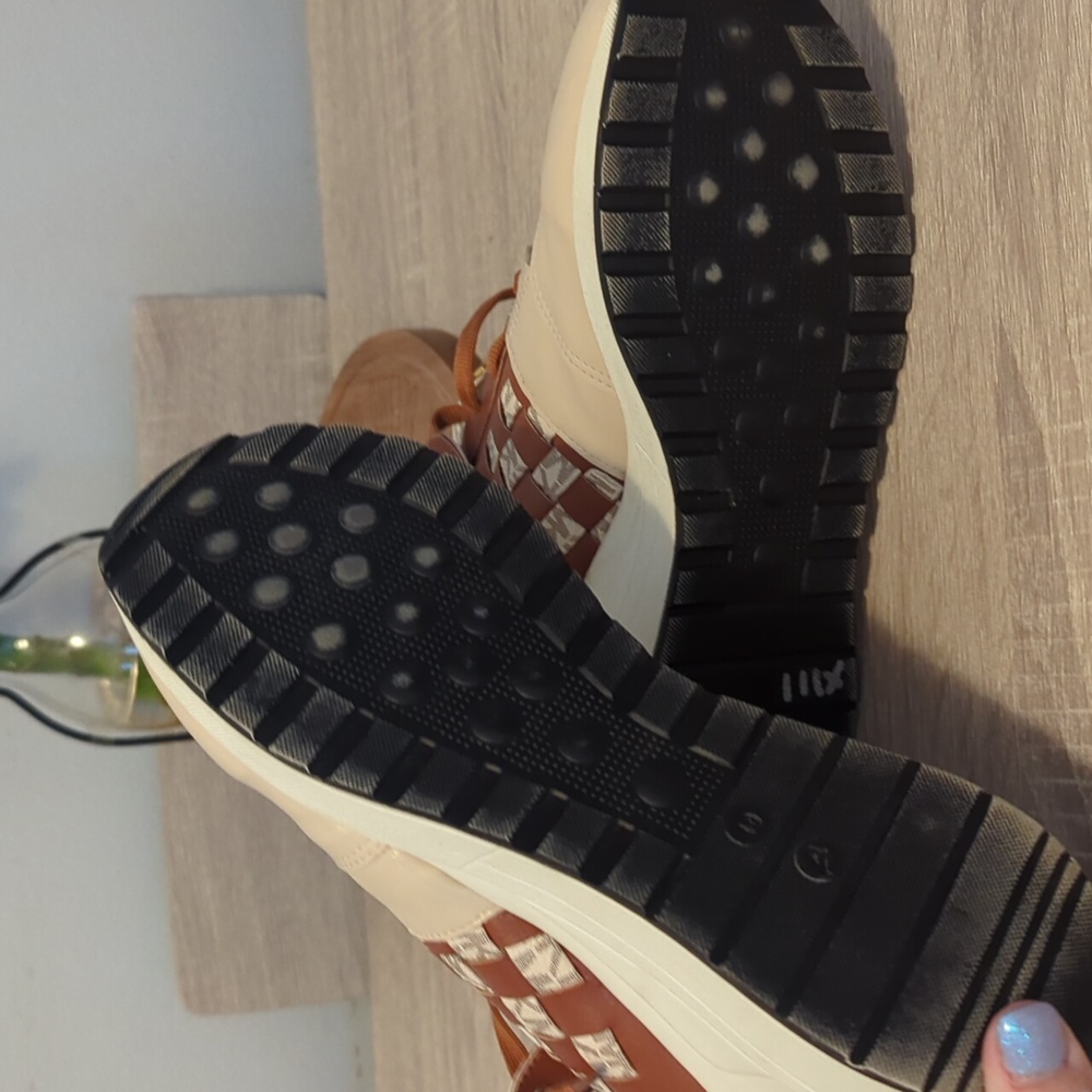 Michael Kors Cream and Brown Retro Sneakers - Picture 8 of 9
